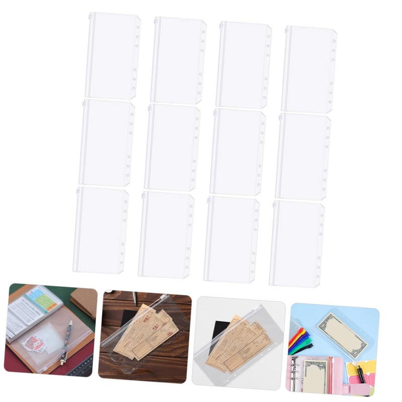 12 Pack Clear Zipper Binder Pouches For Document Receipts And Bills Storage - Image 4