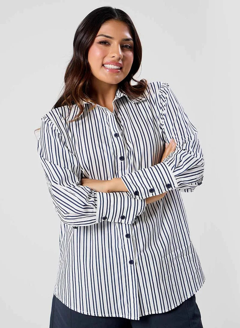 زجزاج Flared Sleeve Brown Shirt