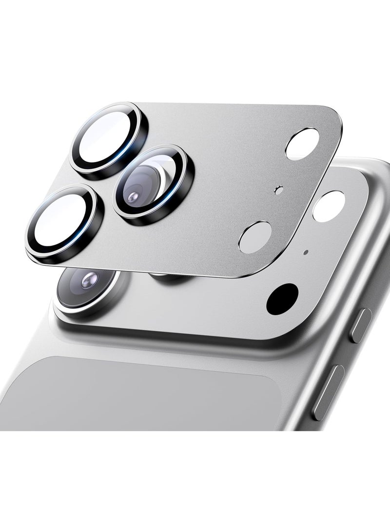 for iPhone Pro Max 17 Camera Lens Protector - [Strong Adsorption] Metal 9H+ Tempered Glass Camera Screen Full Protective Cover Case Friendly,White - Image 1