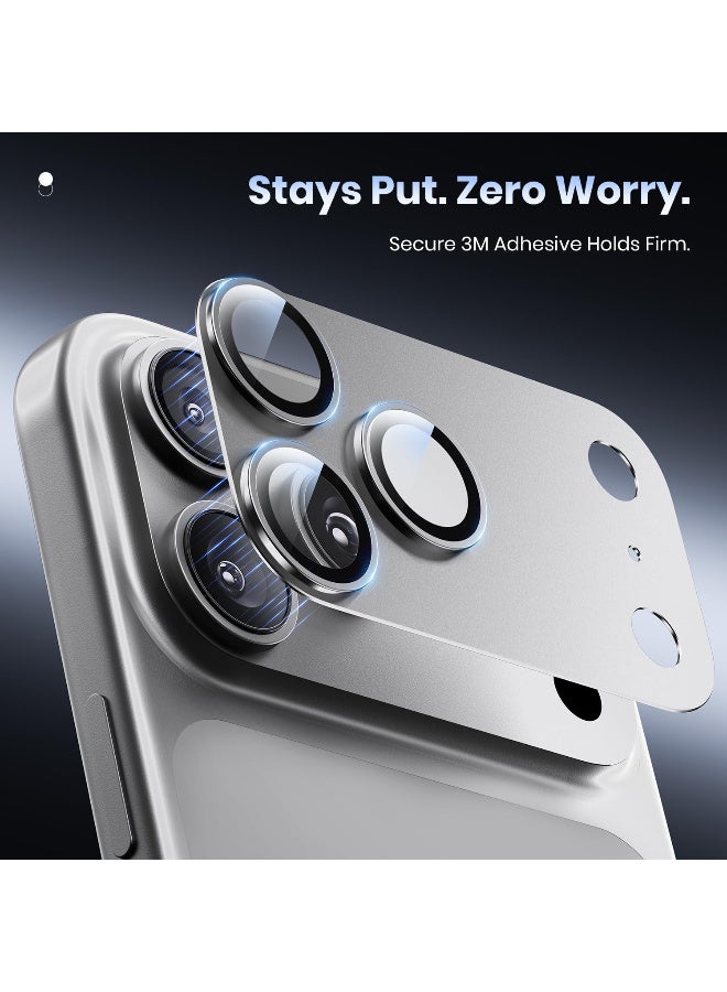 for iPhone Pro Max 17 Camera Lens Protector - [Strong Adsorption] Metal 9H+ Tempered Glass Camera Screen Full Protective Cover Case Friendly,White - Image 3