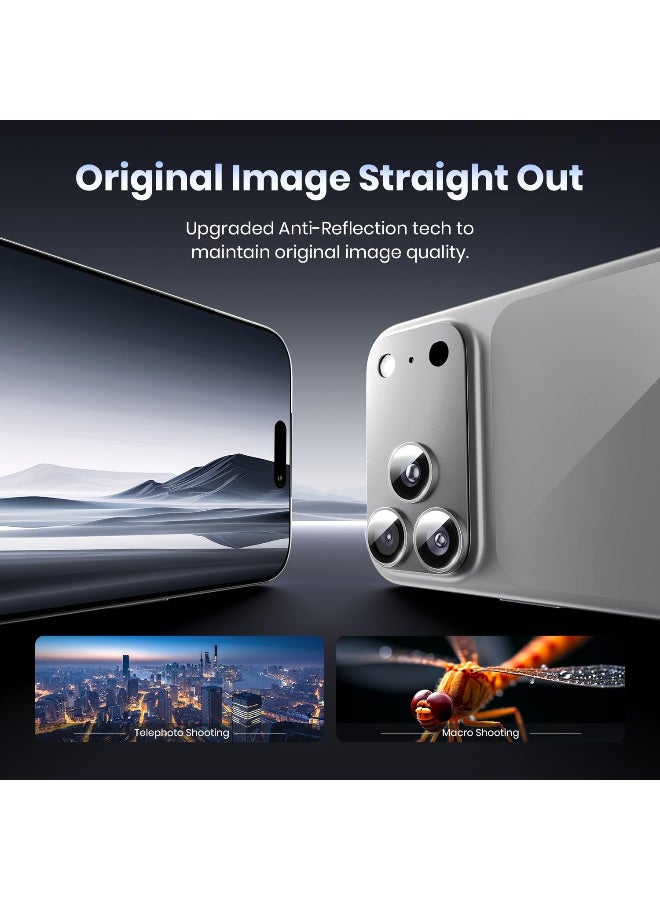 for iPhone Pro Max 17 Camera Lens Protector - [Strong Adsorption] Metal 9H+ Tempered Glass Camera Screen Full Protective Cover Case Friendly,White - Image 4