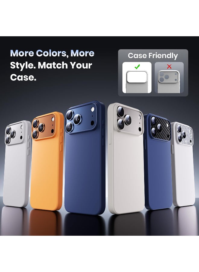 for iPhone Pro Max 17 Camera Lens Protector - [Strong Adsorption] Metal 9H+ Tempered Glass Camera Screen Full Protective Cover Case Friendly,White - Image 2