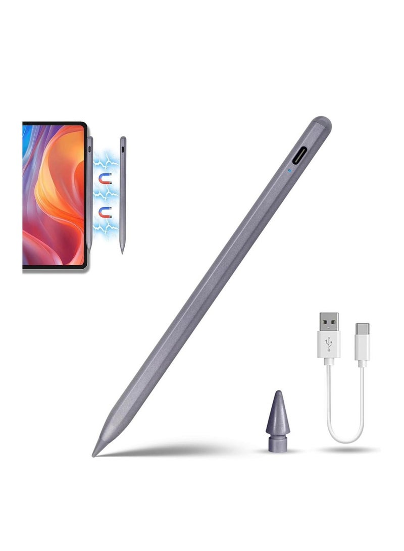 قلم ايباد ستايلس ذكي احترافي متوافق مع جميع أجهزة iPad من 2018 حتى 2026 – يدعم الجيل 11 وiPad A16 والجيل العاشر والتاسع والثامن والسابع والسادس وiPad Pro وiPad Air وiPad Mini – كتابة دقيقة وسلسة بدون تأخير – يدعم راحة اليد (Palm Rejection) – شحن سريع USB-C خلال 15 دقيقة – بطارية تدوم حتى 14 ساعة – تشغيل باللمس – يشمل 2 رؤوس إضافية – ((لون رمادي))– مخصص لأجهزة الايباد فقط وغير متوافق مع أجهزة أندرويد مثل لايدعم هواوي وهونر