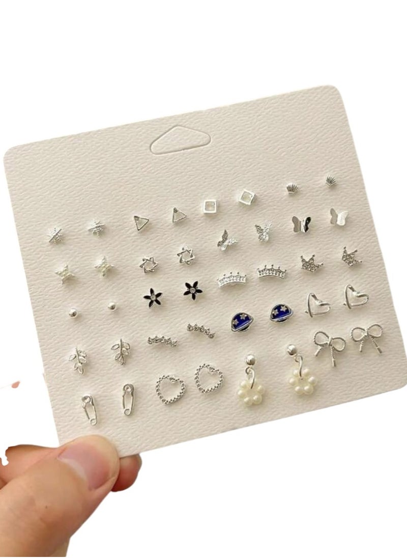 YUCCA - 1 Set 40pcs Exquisite Planet Series Zinc Alloy Butterfly Crown Earrings for Women Daily Use - Image 1