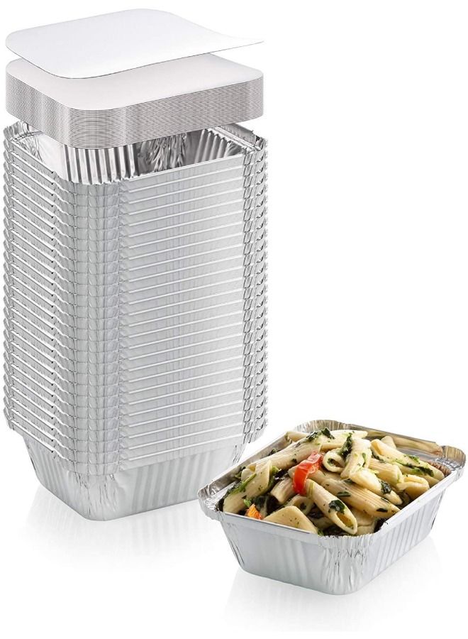 SNH Packing Aluminium Rectangle Container 420ml With Board Lid for Cooking Roasting Baking Pack Of 100 Pieces - Image 1