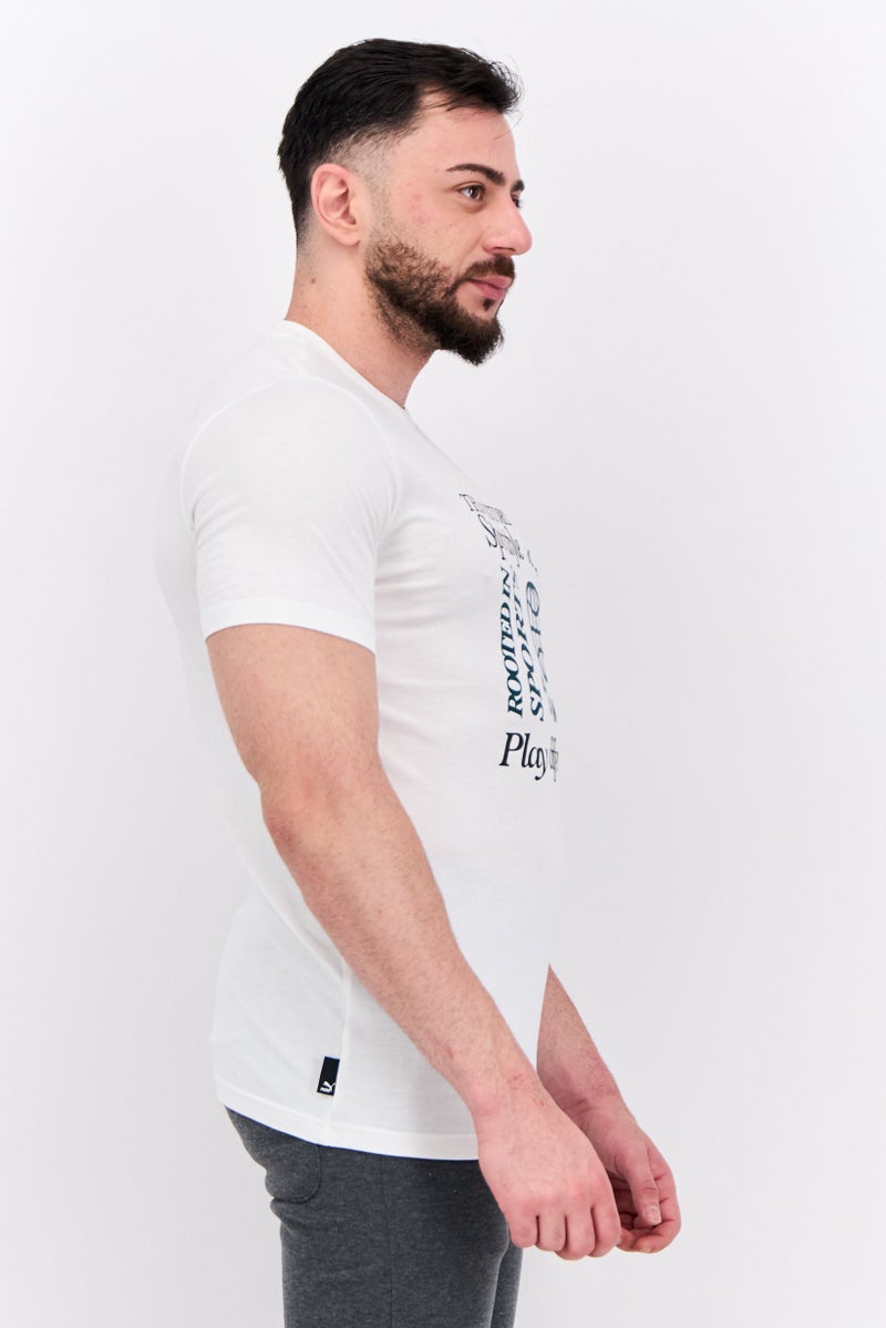 PUMA Men Sportswear Fit Graphic Print Short Sleeves Training T-Shirt, Warm White - Image 3