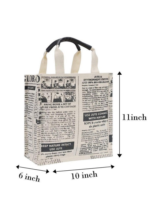 Jute Cottage حقائب جوت كوتاج لجلب الطعام للنساء والرجال حقائب جوت متعددة الأغراض بطباعة الصحف - Image 5