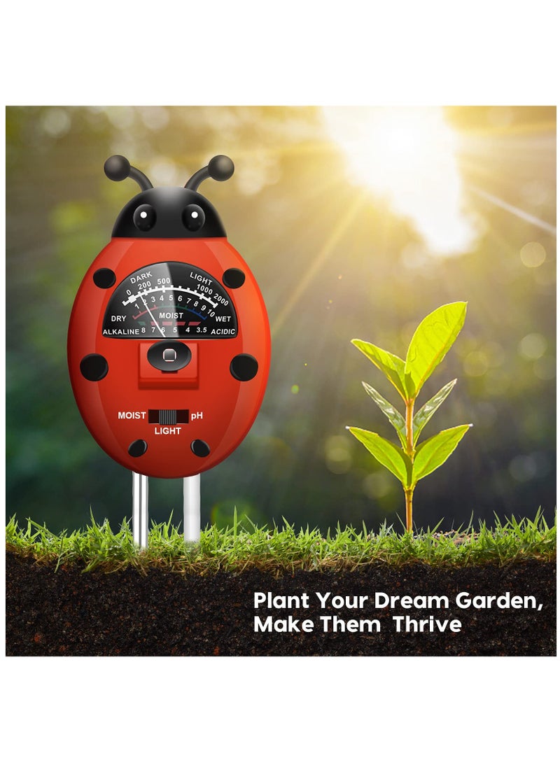 Generic - 3-in-1 Soil Tester Kit - Soil pH Meter with Moisture, Light, and pH Testing for Garden, Farm, Lawn, Indoor & Outdoor Use (No Battery Required) - Cute Ladybug Design - Image 1