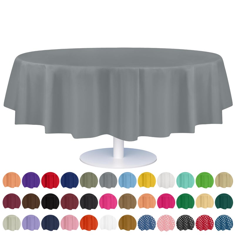 Grandipity Silver Plastic Table Cloth Disposable 6 Pk 84in Round Tablecloth Premium Party Table Cloths Disposable  Perfect Table Cloth Round Cover for Any Table Up to 6 Feet