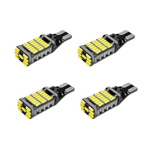 Sylvil 4 PCS LED Reverse Lights T15 4014 45SMD Back Up Light Turn Signal Bulb 6500K Super Bright Stop Light Bulbs Brake Lights for Cars Trucks RVs Universal Car Accessories White - Image 1