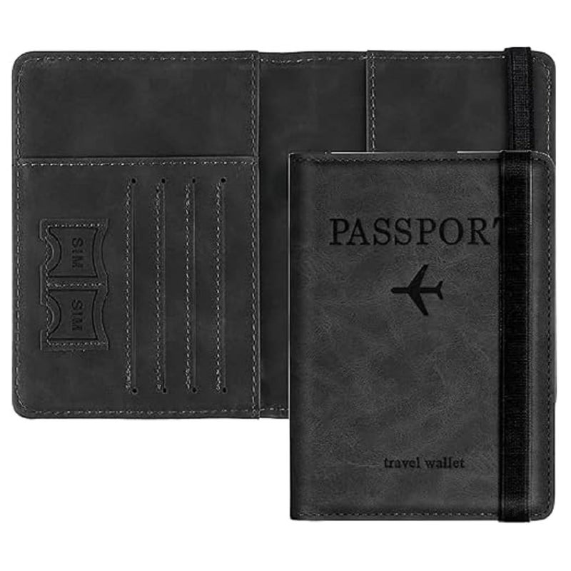 MOHILAA Passport Holder & Cover with Card and Boarding Pass Slots – PU Leather Bi-Fold Travel Wallet Case | RFID Blocking Travel Accessory for Passports, Credit Cards & IDs (Passport-Holder-Black-1) - Image 1