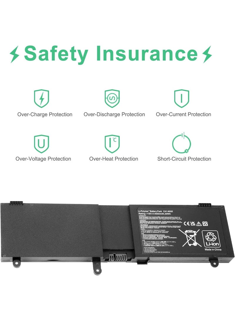 Terabyte بطارية C41-N550 لأجهزة ASUS N550 N550J N550JA N550JV N550J N550X47JV N550JK Q550L Q550LF سلسلة Rog G550 G550J G550JK G550JX GL5500 GLJ J GL550JK GL550JX - Image 2