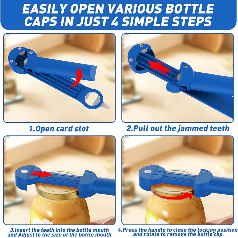 Banyaa Jar Opener Bottle Opener for Seniors with Arthritis, Multi Retractable Magnetic Can Opener, Jar Grippers for Opening Jars, Kitchen Gadgets for Weak Hands and Senior Arthritis (Blue) - Image 3