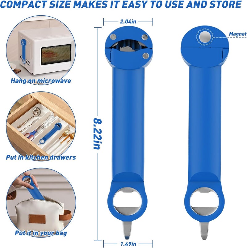 Banyaa Jar Opener Bottle Opener for Seniors with Arthritis, Multi Retractable Magnetic Can Opener, Jar Grippers for Opening Jars, Kitchen Gadgets for Weak Hands and Senior Arthritis (Blue) - Image 5