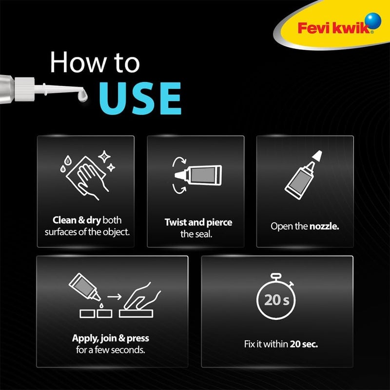 Fevikwik Advanced 3 gm Super Glue - Waterproof and Shockproof Adhesive for Long Lasting Bonds - Image 4