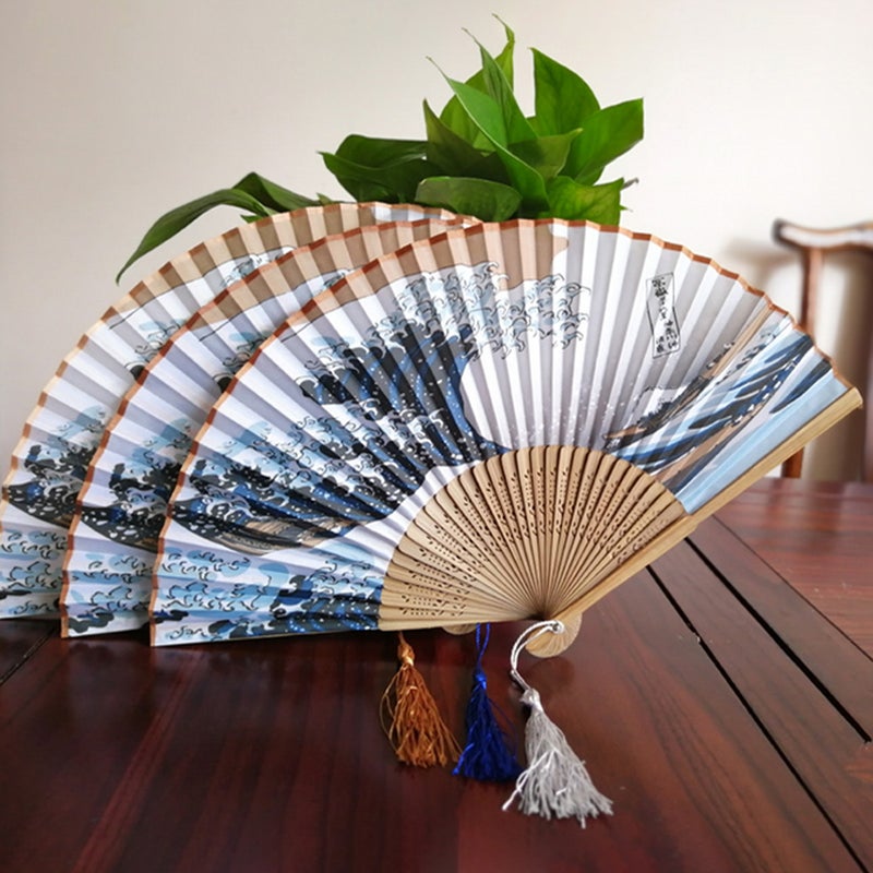 1 Set Men Foldable Fan Bone Handheld Fan Chinese Folding Fan with Storage Bag and Paper Box - Image 3