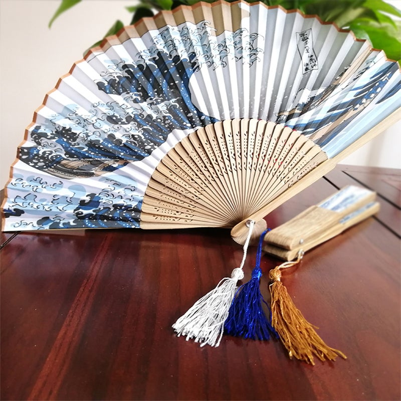 1 Set Men Foldable Fan Bone Handheld Fan Chinese Folding Fan with Storage Bag and Paper Box - Image 2