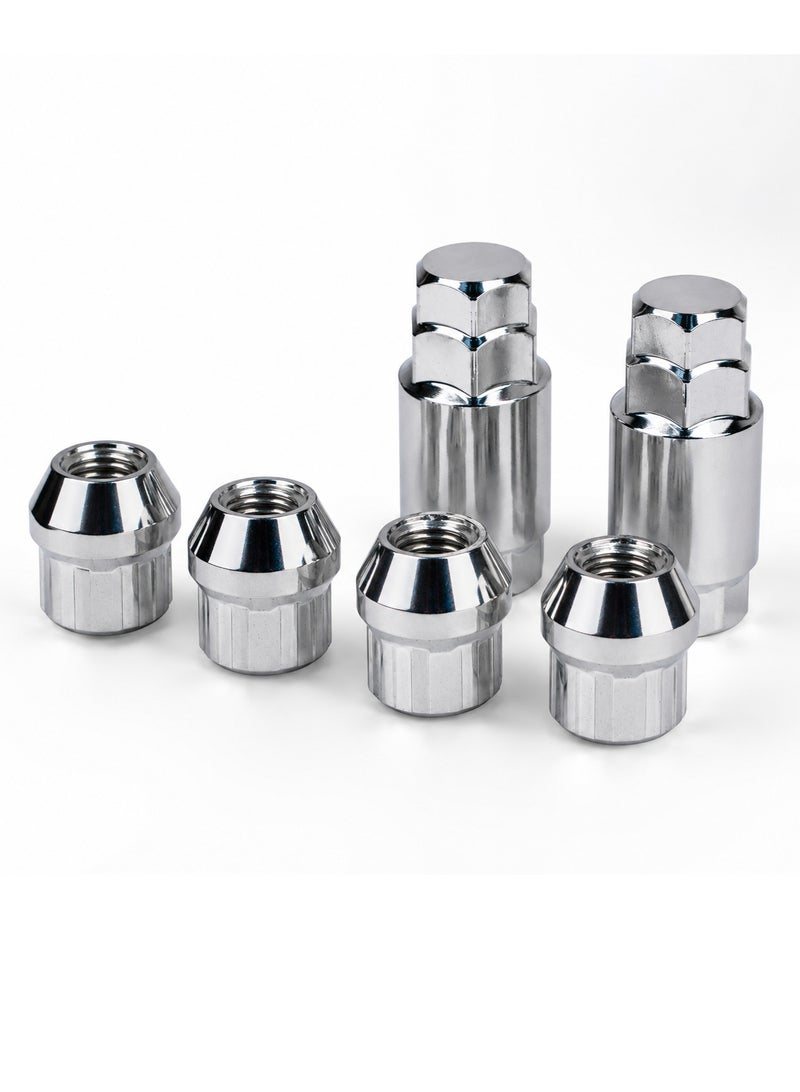 3XR Wheel Lock Nut Set 6PCS 12mm x 1.50 Security Wheel Lug Nut Kit with Locking Key, Anti Theft Wheel Nut Set, Alloy Wheel Protection Lock Nuts, Chrome Finish, Car Wheel Fastener Kit, Universal Vehicle Wheel Security Accessory - Image 2