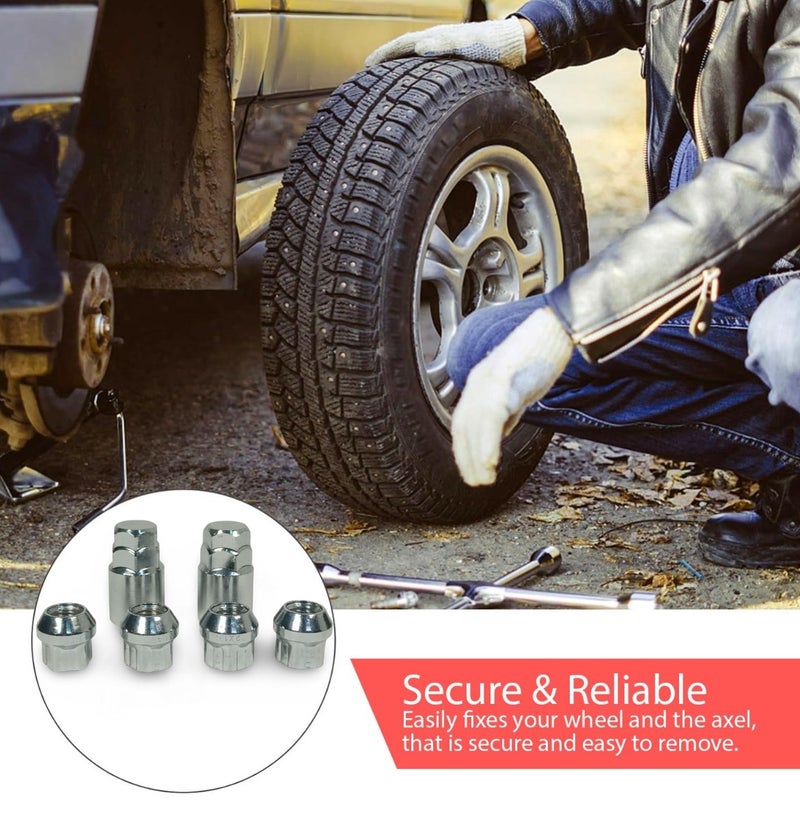 3XR Wheel Lock Nut Set 6PCS 12mm x 1.50 Security Wheel Lug Nut Kit with Locking Key, Anti Theft Wheel Nut Set, Alloy Wheel Protection Lock Nuts, Chrome Finish, Car Wheel Fastener Kit, Universal Vehicle Wheel Security Accessory - Image 5