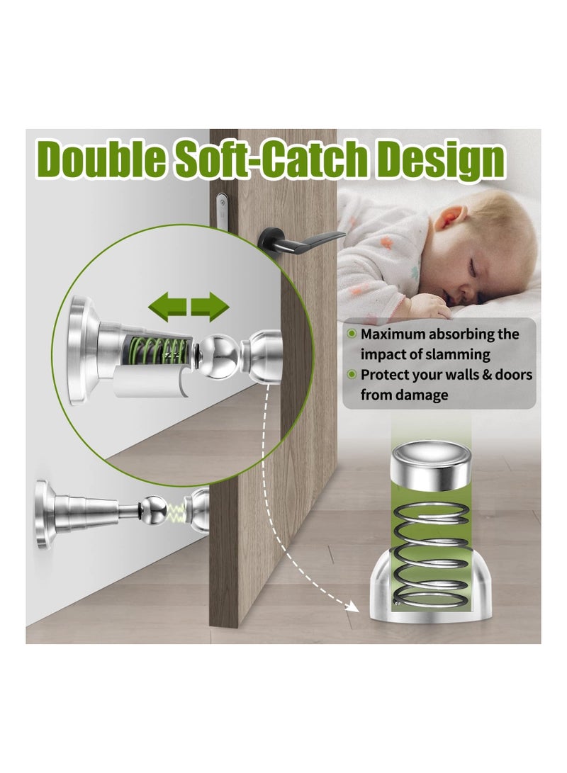 Captaintech Magnetic Door Stop, Soft Catch Magnetic Door Holder with Updated Hydraulic Shock Absorber, Stainless Steel, Heavy Duty Magnetic Door Stopper Floor Wall Mounted Outdoor Doorstop, Keep Door Open - Image 2