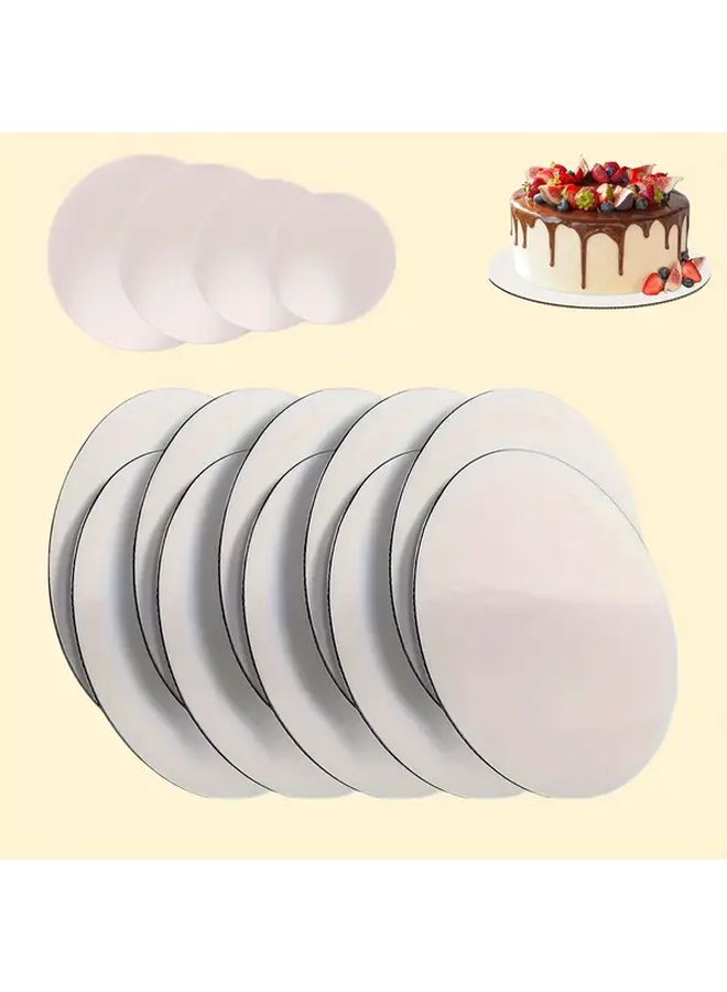 10 Inch 25cm Silvery Round Cake Boards Disposable Sturdy Food Grade For Wedding Birthday Holiday Dessert Display And Professional Decorating - Image 1