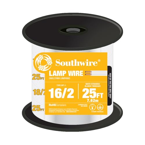 Southwire Woods Southwire 55682121 25-Feet 16-Gauge; 2 Conductor 16/2 Type SPT-2 Lamp Service Parallel Cord with Thermoplastic Insulation; White; Foot - Image 2