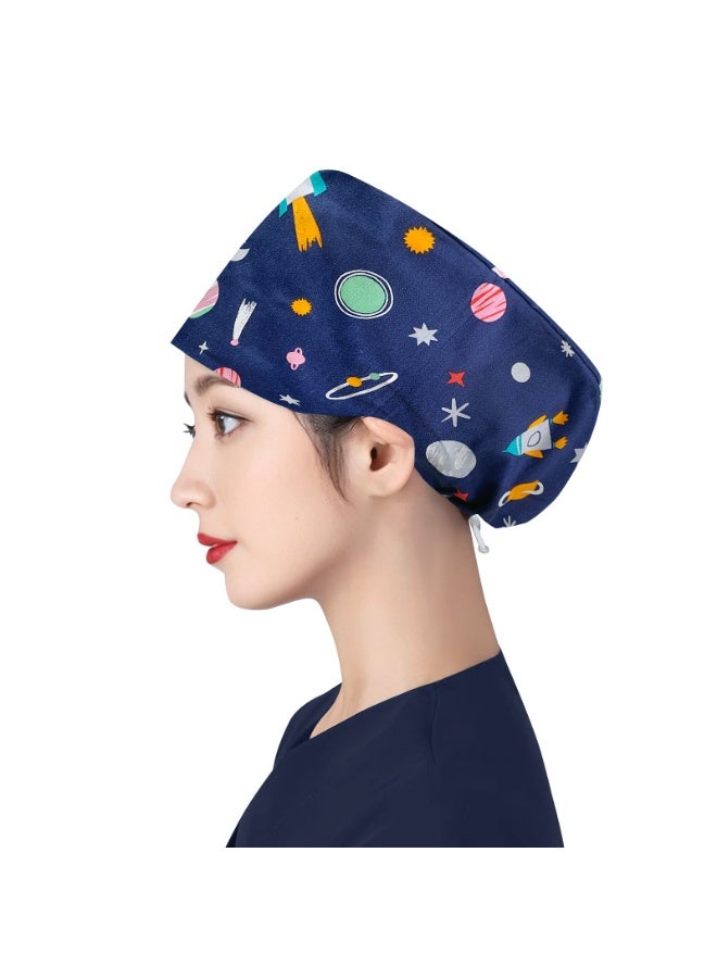 NIBEMINENT Women's Long Hair Nursing Cap Cotton Adjustable Medical Hospital Surgical Cap Unisex Anesthesiologist Nurse Working Scrub Caps