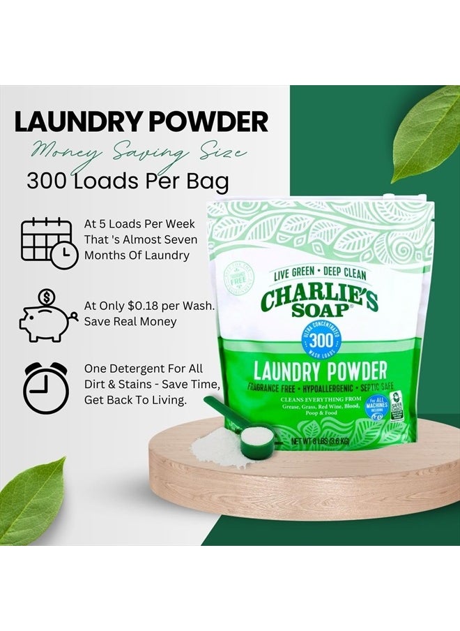 Charlie's Soap - Laundry Powder (300 Loads, 1 Pack) Hypoallergenic Deep Cleaning Washing Powder Detergent – Eco-Friendly, Safe, and Effective - Image 1