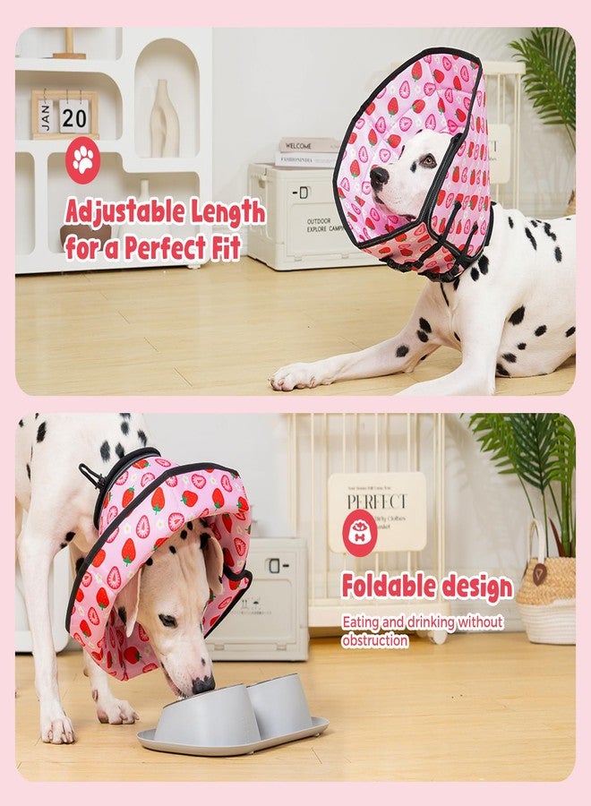 Avont Dog Cone Alternative, Adjustable Soft Comfy Foldable E Cones for Medium Large Dogs After Surgery, Escape-Proof Elizabethan Collar for Surgical Wound Recovery Stop Licking -Strawberry(M) - Image 2