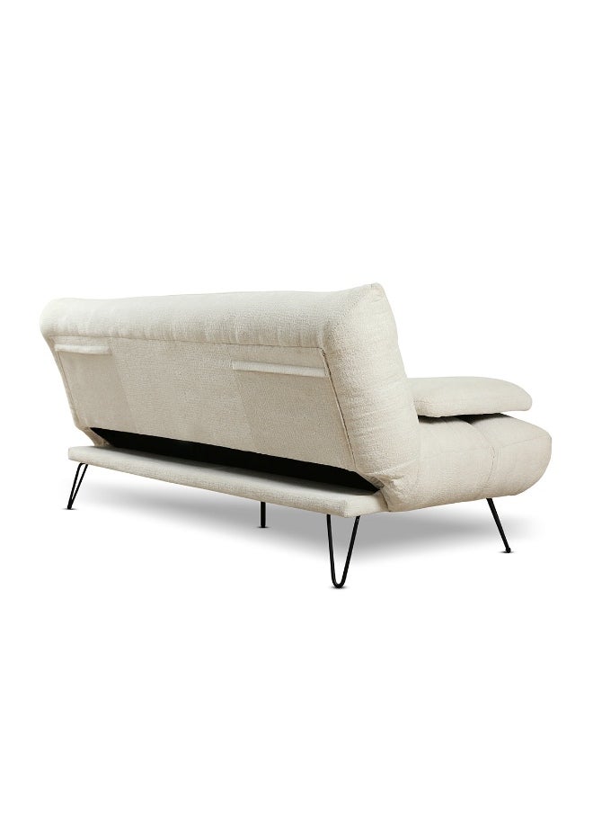 VANITY LIVING VANITY LIVING Cream Calabria 3-Seater Sofa Bed – Foldable Couch Converts to Single Bed, Modern Fabric Sleeper Sofa for Living Room, Guest Room & Small Spaces  - Image 4