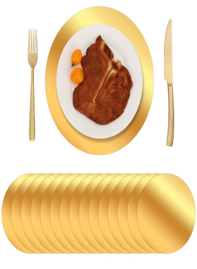 Ovveroche 150 Pcs Round Gold Paper Placemat for Dinner Plates 13" Disposable Place Mats Chargers Bulk for Christmas Wedding Birthday Party Foil Paper Table Mats Decorative - Image 1