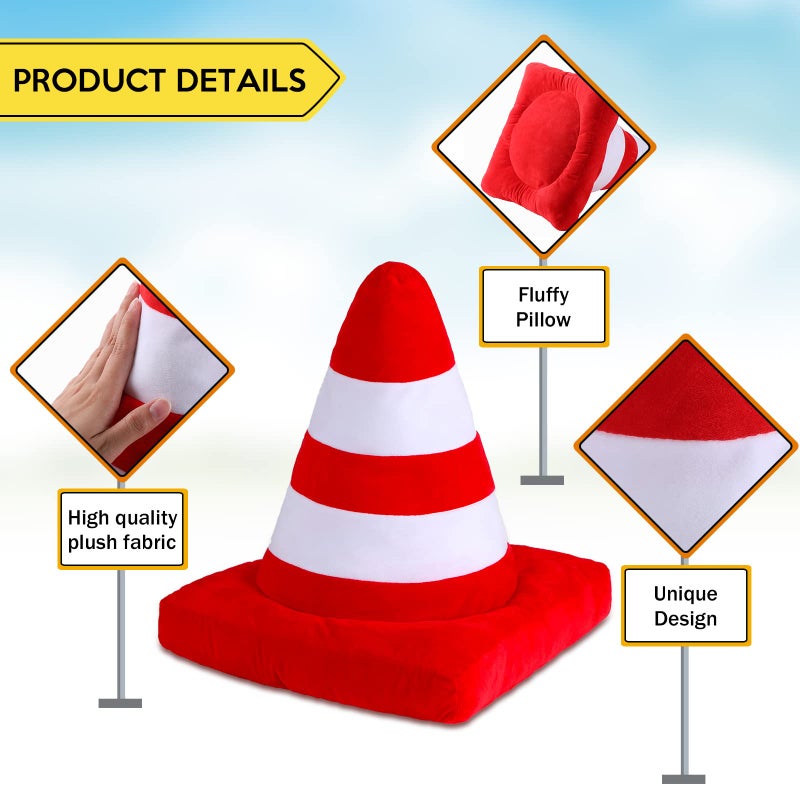 Woanger 2 Pcs Race Car Room Decor Racing Plush Throw Pillow Set Gift 15.7 Inch Soft 3D Simulation Wheel Pillow Funny Tire Cone Traffic Light and Stop for Valentines Bedroom Decorations(Traffic Cone) - Image 4