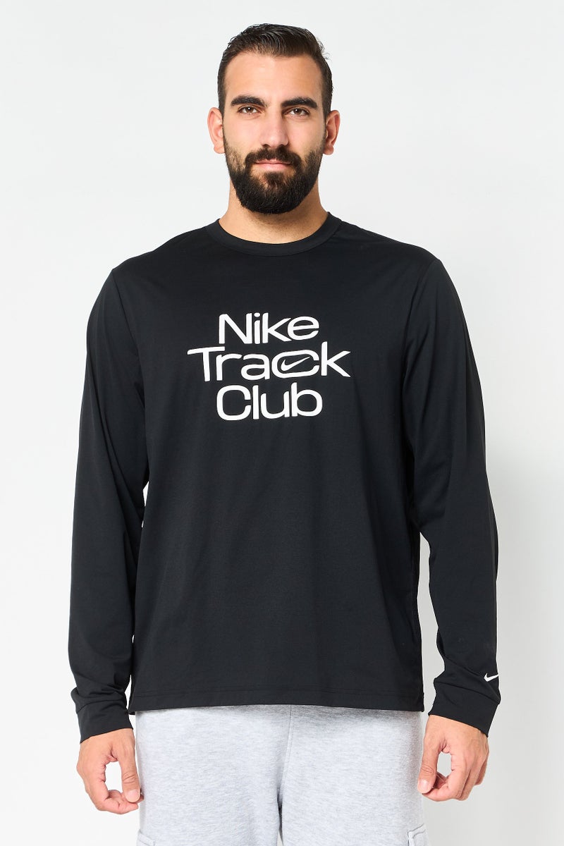 Nike Men Sportswear Fit Long Sleeve Running T-Shirt, Black - Image 1