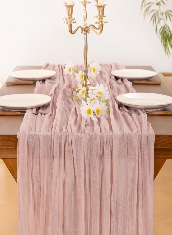 Socomi 3pcs Pink Cheesecloth Table Runner Summer Boho Rustic Gauze Dusty Pink Farmhouse 120 inch 10FT Cheese Cloth Sheer Runner for Wedding Party Baby Shower Birthday Home Decor - Image 5