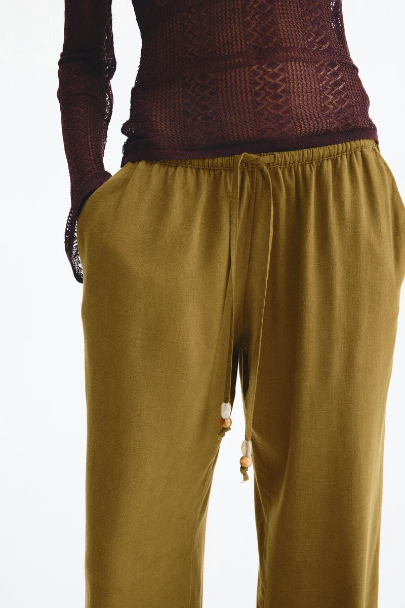 H&M Linen-blend drawstring trousers