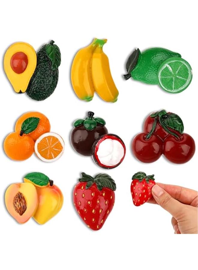 Molain Fruit Fridge Magnets, 8Pcs Cute Cartoon Refrigerator Magnet 3D Resin Fruit Magnetic Fridge Magnets for Refrigerators Whiteboards Maps and Other Magnetic Items - Image 1