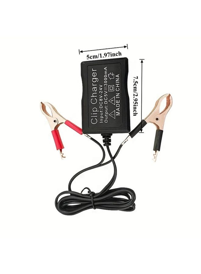 محول طاقة 24 فولت بثلاث منافذ USB ومشبك تمساح لشحن بطارية السيارة - Image 3