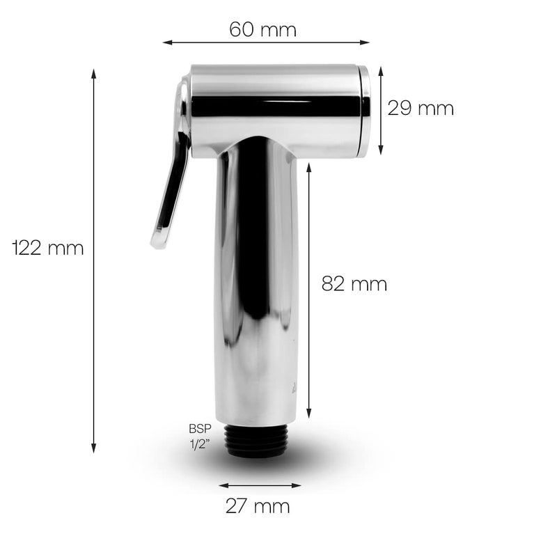 Alton ALTON SHR20130 ABS Health Faucet with SS-304 Grade 1.25 Meter Flexible Hose Pipe and Wall Hook, Chrome Finish (Jet Spray for Toilet) - Image 2