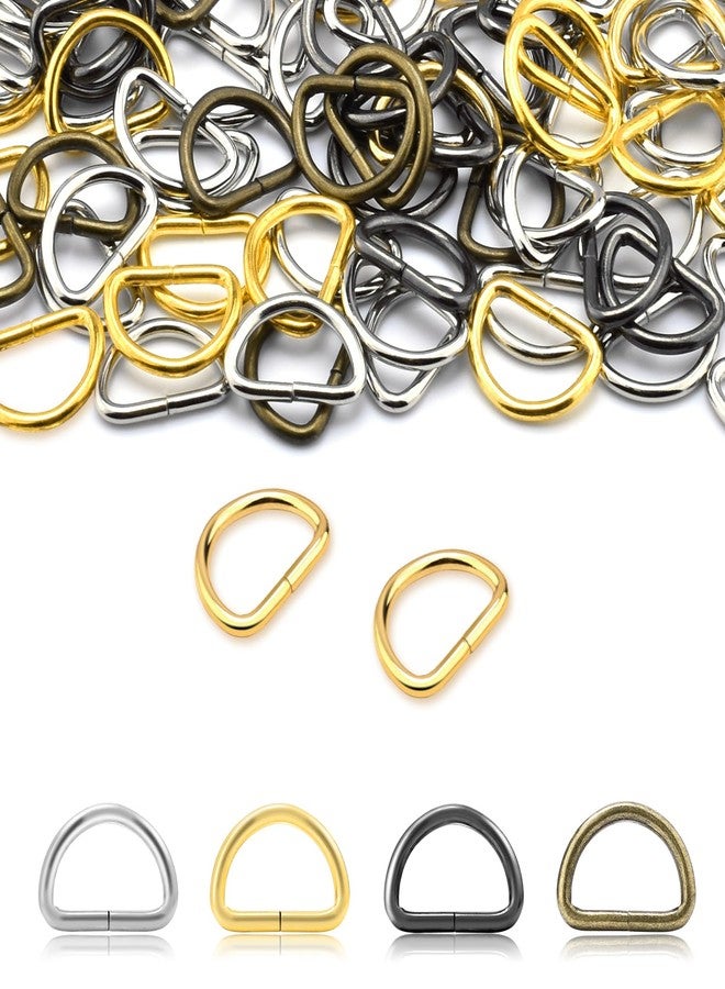 CooBigo 100 Pack 3/8" D Ring Metal Strap Sewing Hardware Buckles Accessories for Purse Bags Crafts Making Collars DIY Supplies (Multicolor) - Image 1