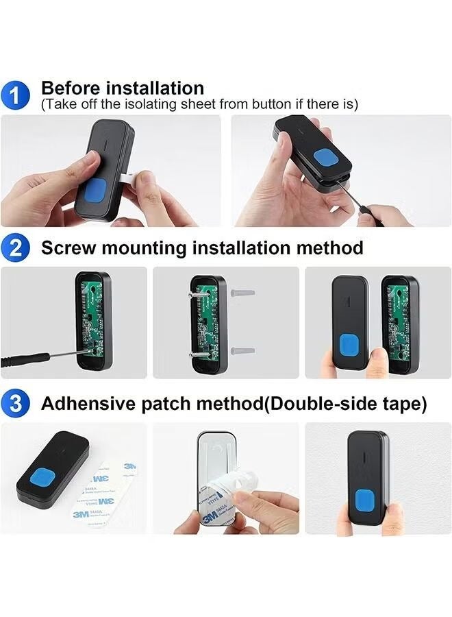 جرس باب لاسلكي، مجموعة جرس الباب اللاسلكي اي اوشن مقاومة للماء مع نغمات رنين، بنطاق ارسال حتى 300 قدم، 55 نغمة رنين، 5 مستويات لقوة الصوت مع ضوء ليد وماض، جرس باب لاسلكي للمنزل - Image 4