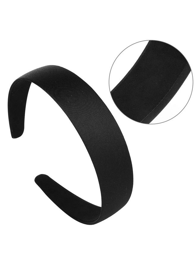 WLLHYF 2 Pieces Satin Headbands 1 Inch Wide Hard Head Band Fashion Solid Headband Anti-slip Plain Hair Bands Diy Hair Accessories for Women Girls Halloween Christmas Valentine's Day - Image 3