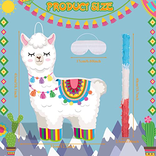 Harrycle Llama Piata for Cinco De Mayo Mayo Sombrero Party Hats Mexican Fiesta Decorations with Stick Blindfold Hanging Piata for Taco Tuesday Event Mexican Party Favors 16 x 12 x 3 Inch - Image 5