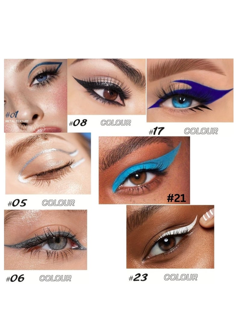 pudaier Color Eyeliner Liquid Eyeliner Pen Quick Drying Easy to Color Glitter and Matte Precision Fine Tip Eye Liner Makeup No Flaking No Smudging Waterproof and Long Lasting Eyeliner Pencil Charcoal 06 - Image 3