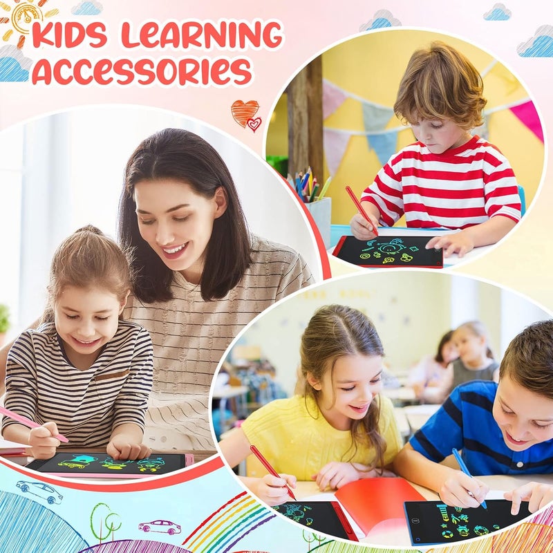 Zhehao 12 حزمة لوح كتابة LCD للأطفال 10 بوصة لوحات رسم قابلة للمسح لوحات رسم إلكترونية ملونة لوحات طلاء قابلة لإعادة الاستخدام هدايا تعليمية للتعلم للأطفال من 6 سنوات هدايا حفلات - Image 5
