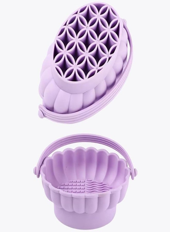 LASALE Silicone Brush Cleaner Bowl with Hanging Dry Rack, Deep Cleaning Pad for Makeup Brushes & Beauty Blender, Portable Cosmetic Organizer Case - Image 2