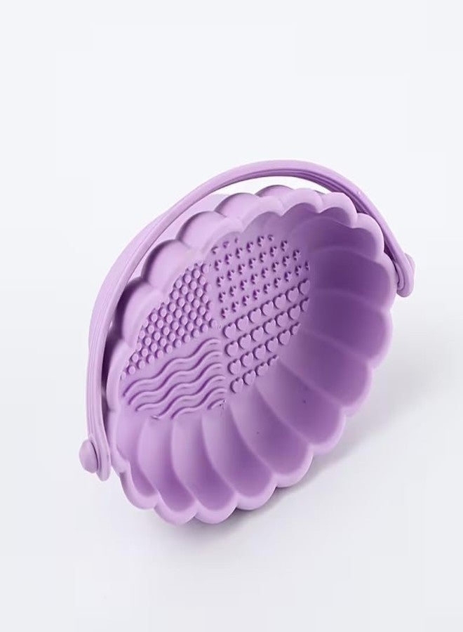 LASALE Silicone Brush Cleaner Bowl with Hanging Dry Rack, Deep Cleaning Pad for Makeup Brushes & Beauty Blender, Portable Cosmetic Organizer Case - Image 1