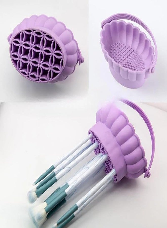 LASALE Silicone Brush Cleaner Bowl with Hanging Dry Rack, Deep Cleaning Pad for Makeup Brushes & Beauty Blender, Portable Cosmetic Organizer Case - Image 5