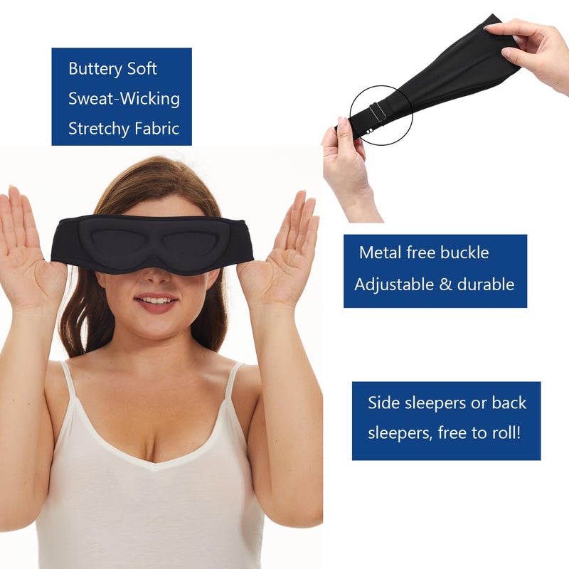 ALASKA BEAR Sleep Mask for Side Sleepers 2022 Headband Design, Cup-Shaped and Extra-Soft, 100 Blackout Eye Mask Shades Cover for Men and Women Home or Travel, Machine Washable, Black - Image 4