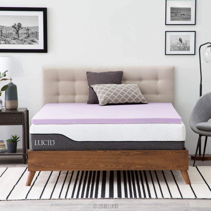 2 INCH LAVENDER INFUSED MEMORY FOAM MATTRESS TOPPER FULL SIZE VENTILATED DESIGN PRESSURE RELIEVING BED TOPPER MATTRESS PAD CERTIPUR CERTIFIED
