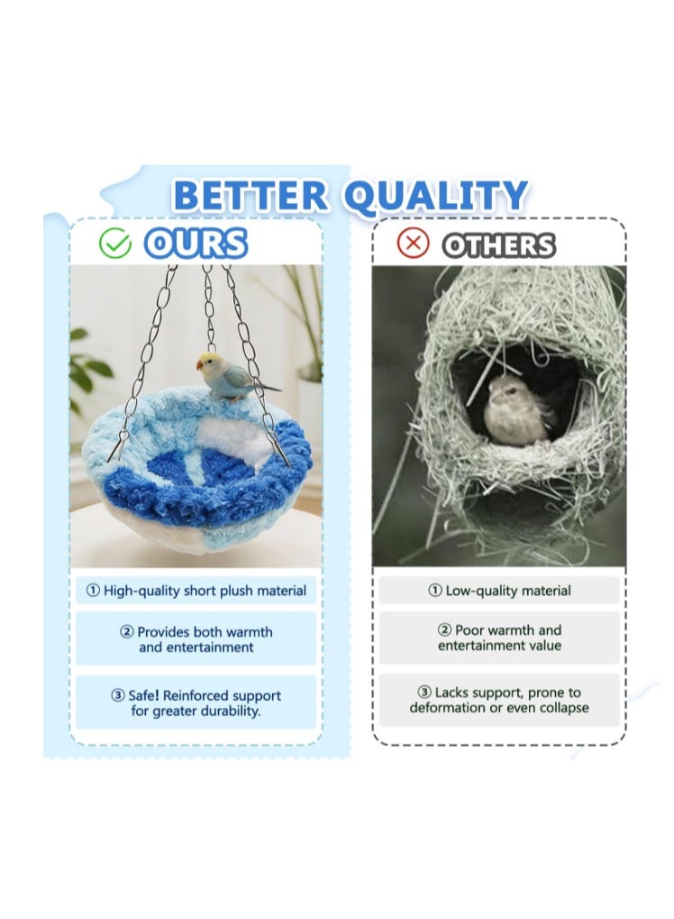 Waytiffer Yarn Bird Nest,Soft Plush Parrot Hut Snuggle Bed House for Budgie, Parakeet,Cockatiel,Conure,Lovebird,Canary,Finch,Hamster – Decorative Hanging Bird Cage Nest & Pet Snuggle Hut - Image 4